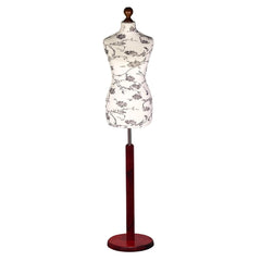 Female Dressmakers Mannequin Black Floral with Choice of Round Base Stands (Copy)